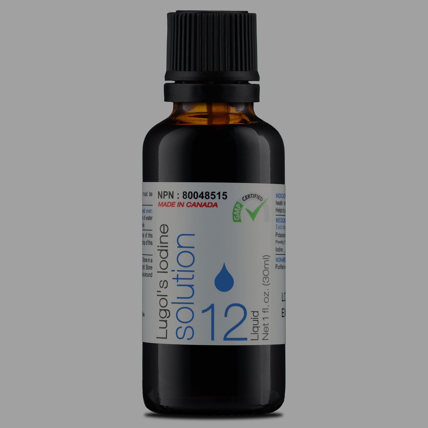 Lugol's Iodine 12% Solution 1 fl. oz. (30 mL) Inverted Dropper