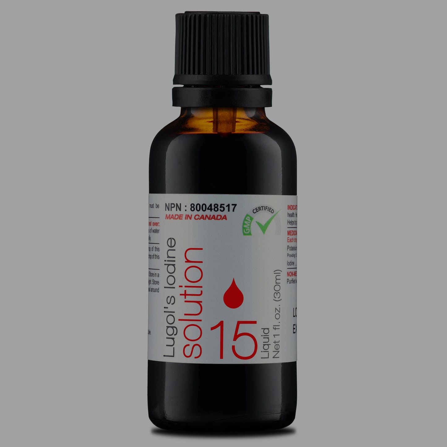 Lugol's Iodine 15% Solution 1 fl. oz. (30 mL) Inverted Dropper