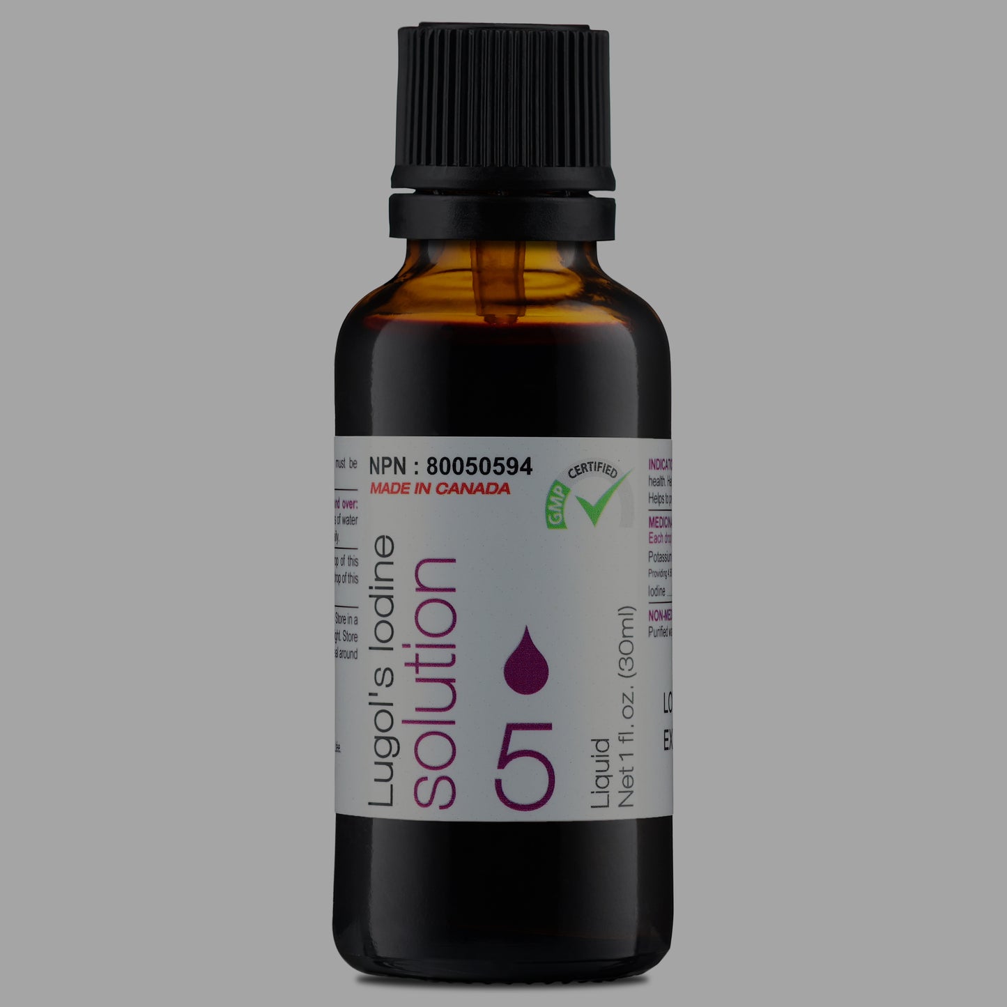 Lugol's Iodine 5% Solution 1 fl. oz. (30 mL) Inverted Dropper