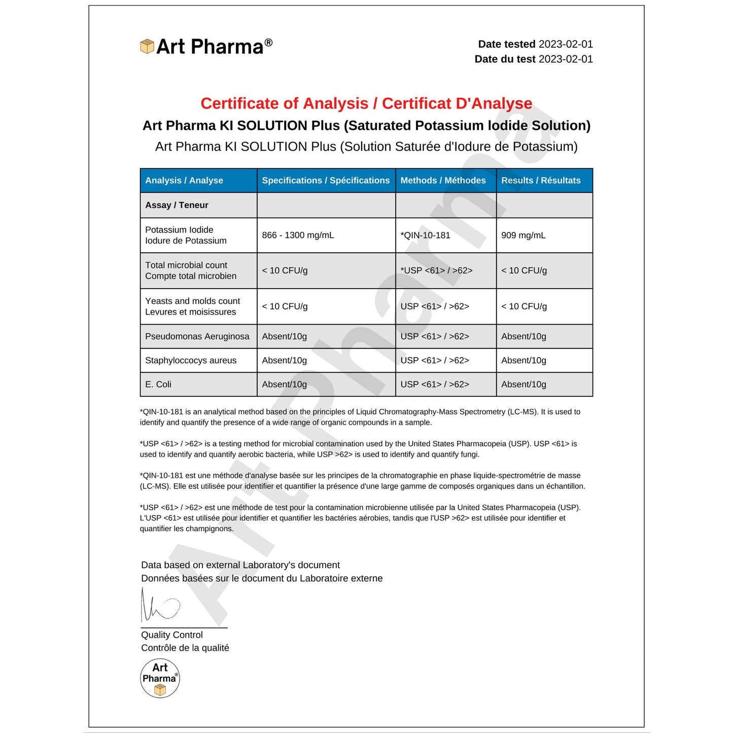 Art Pharma KI Solution Plus® 1 oz. Saturated Potassium Iodide Inverted