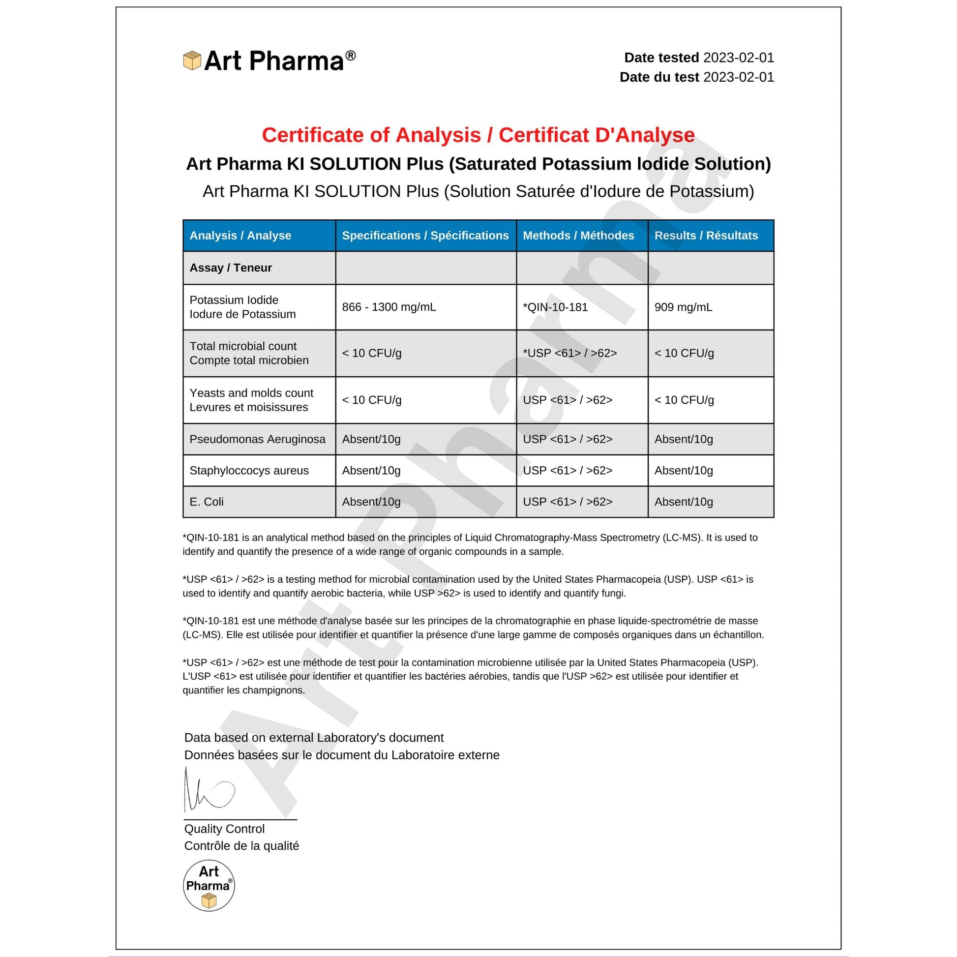 Art Pharma KI Solution Plus® 1 oz. Saturated Potassium Iodide Inverted - Art Pharma®