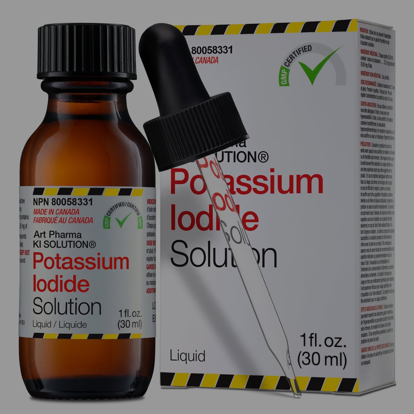 Art Pharma KI Solution® Solution d'Iodure de Potassium 1 fl. oz. (30 mL) Compte-gouttes en verre